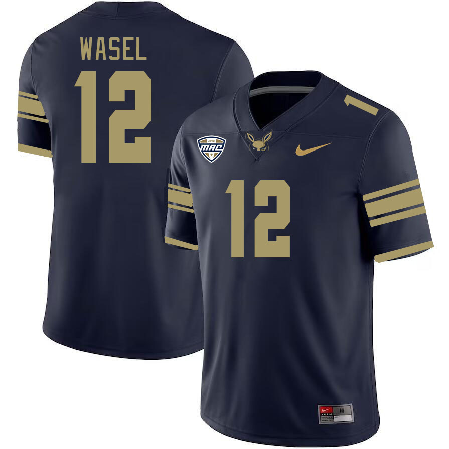 Men-Youth #12 Steele Wasel Akron Zips 2023 College Football Jerseys Stitched-Blue
